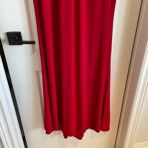 Nwt Ieena by Mac Duggal Gathered Pearl Long Sleeve  Keyhole Gown Dress in Red - Picture 8 of 12